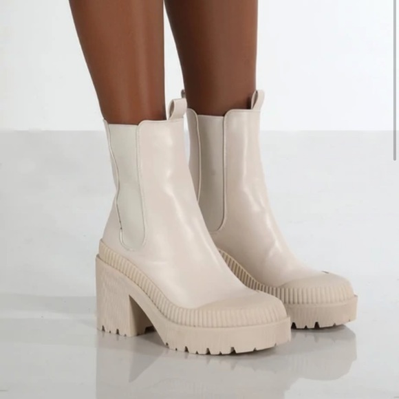 Public Desire Shoes - Chunky Sole Cream Boots